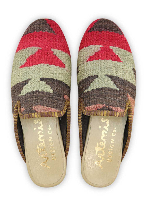 The Artemis Design& Co Women's Slippers are a stylish and versatile choice for any woman. These slippers feature a unique color combination of red, grey, dark grey, peach, and blue, adding a pop of color to your loungewear or casual outfits. (Front View)