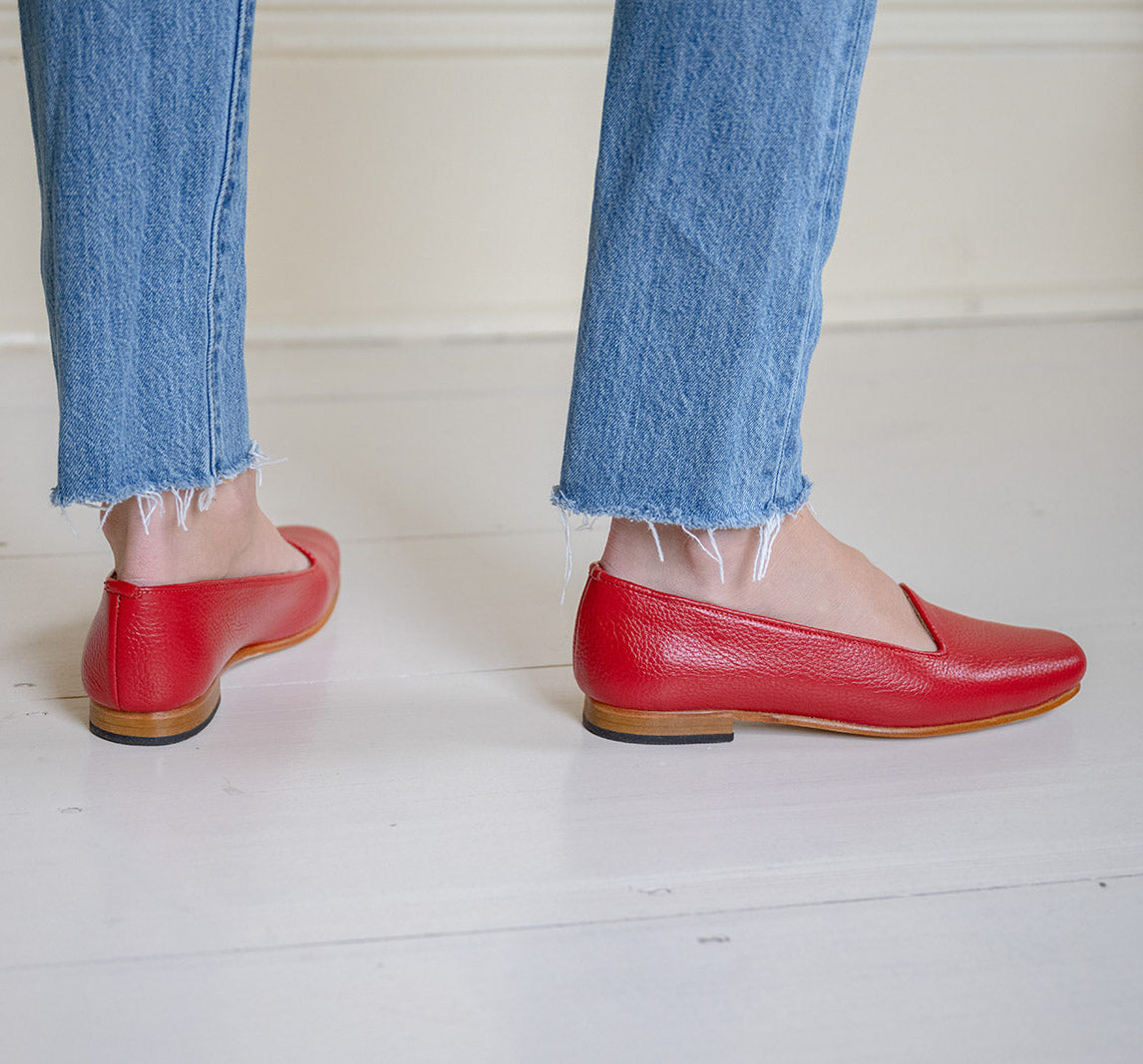 Women's Leather Loafers, Lipstick Red