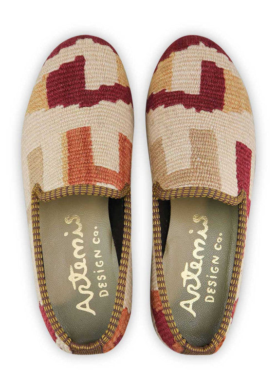 The Artemis Women's Smoking Shoe features a captivating color combination of rust, brown, maroon, khaki, and beige. These smoking shoes offer a mix of warm and earthy tones, creating a chic and versatile look. (Front View)