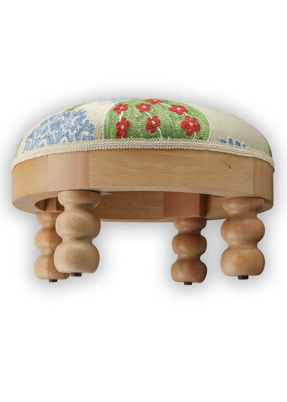 Suzani Footstool, Hydrangea