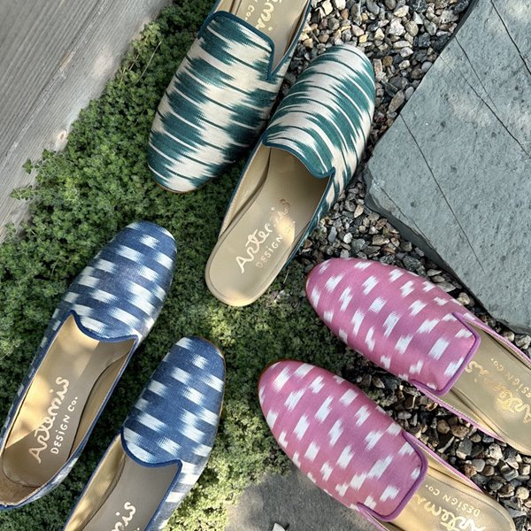 Summer Silk Ikats footwear offers a perfect blend of comfort, style, and breathability for the warm summer months. Made from lightweight silk ikat fabric, these shoes feature vibrant patterns and colors that exude a sense of energy and playfulness. 