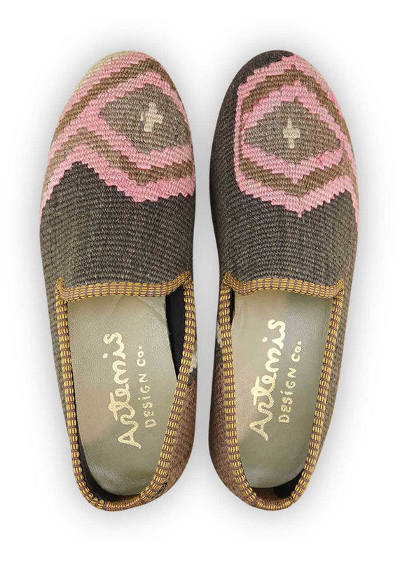 Artemis Design & Co Men's Loafers in the color combination of pink, khaki, dark grey, and off white are a stylish and eye-catching footwear choice for men. These loafers are crafted with premium materials, ensuring both comfort and durability. (Front View)