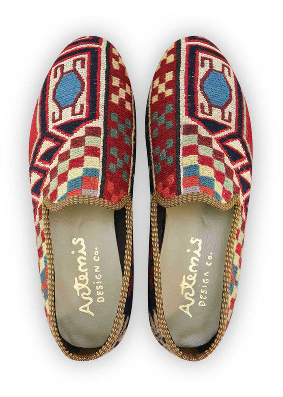 The Artemis Men's Loafers harmonize a captivating blend of colors, including red, navy blue, white, peach, teal, grey, and maroon. These loafers seamlessly merge the boldness of red and navy blue with the clean freshness of white and the softness of peach, complemented by the vibrancy of teal, the neutrality of grey, and the richness of maroon.  (Front View)