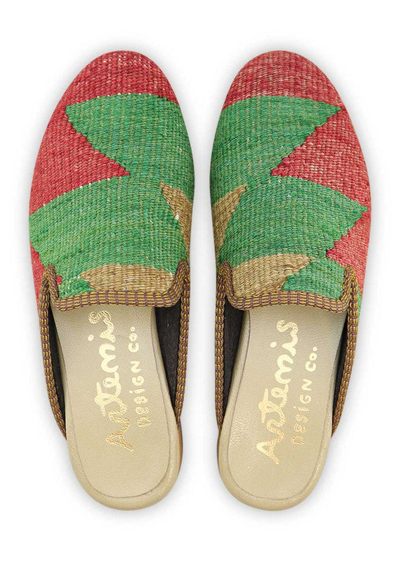 The Artemis Design& Co Women's Slippers in red, green, and khaki color combination are a chic and cozy footwear option for women. These slippers are carefully crafted with high-quality materials, ensuring durability and long-lasting comfort. (Front View)