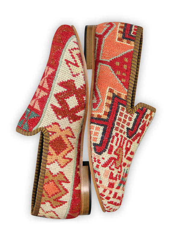 Artemis Design & Co Women's Smoking Shoes, featuring a delightful color combination of red, white, green, sky blue, grey, khaki, and peach, are a stylish and versatile addition to your footwear collection. These handcrafted smoking shoes effortlessly combine fashion and comfort.  (Side View)