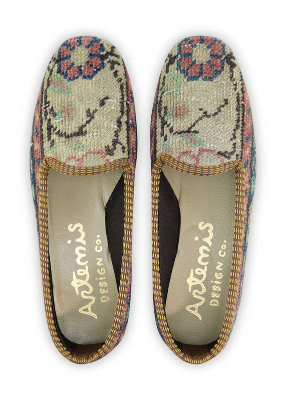 The Artemis Women's Loafer presents a delightful color combination of khaki, lilac, green, grey, blue, brown, and teal. These loafers offer a harmonious mix of earthy and pastel tones, creating a stylish and versatile look. Whether you're dressing up for a special occasion or seeking a chic yet comfortable option for everyday wear, these loafers are the perfect choice. (Front View)