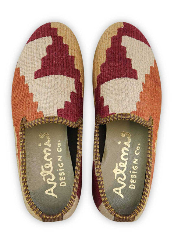 The Artemis Women's Smoking Shoe features a captivating color combination of rust, brown, maroon, khaki, and beige. These smoking shoes offer a mix of warm and earthy tones, creating a chic and versatile look. (Front View)