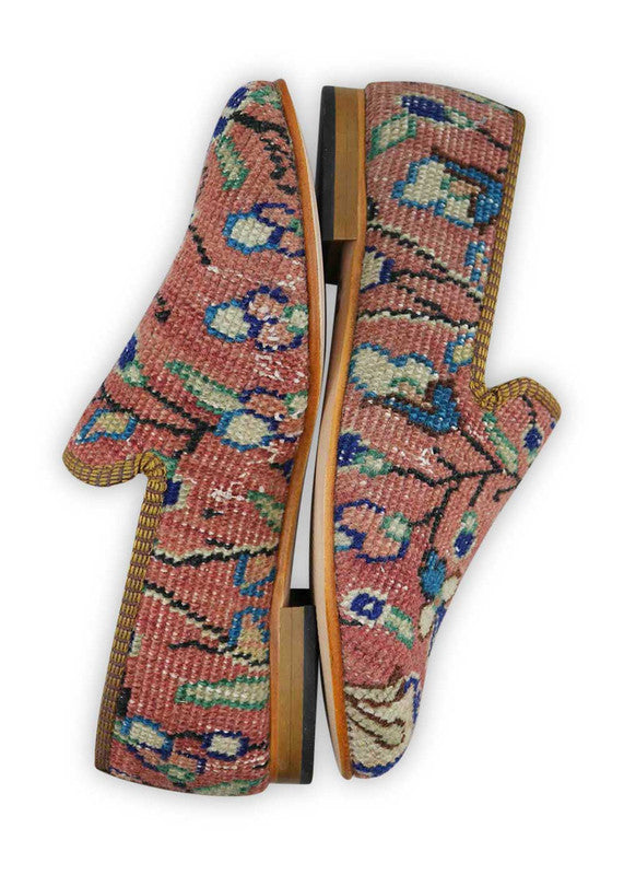The Artemis Women's Smoking Shoe showcases a delightful color combination of light red, blue, white, green, khaki, and black. These smoking shoes offer a vibrant mix of soft and neutral tones, creating a chic and versatile look. (Side View)